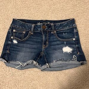 AEO Super Stretch Ripped Jean Shorts